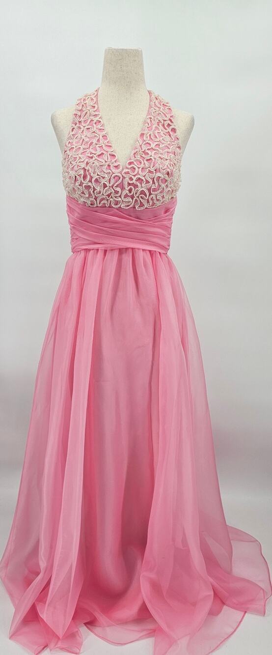 Vintage 60s/70s Mike Benet Formals Women's Size 6 Pink Halter Prom Dress